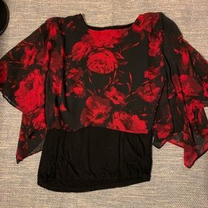 IZ Byer Juniors Red and Black Blouse